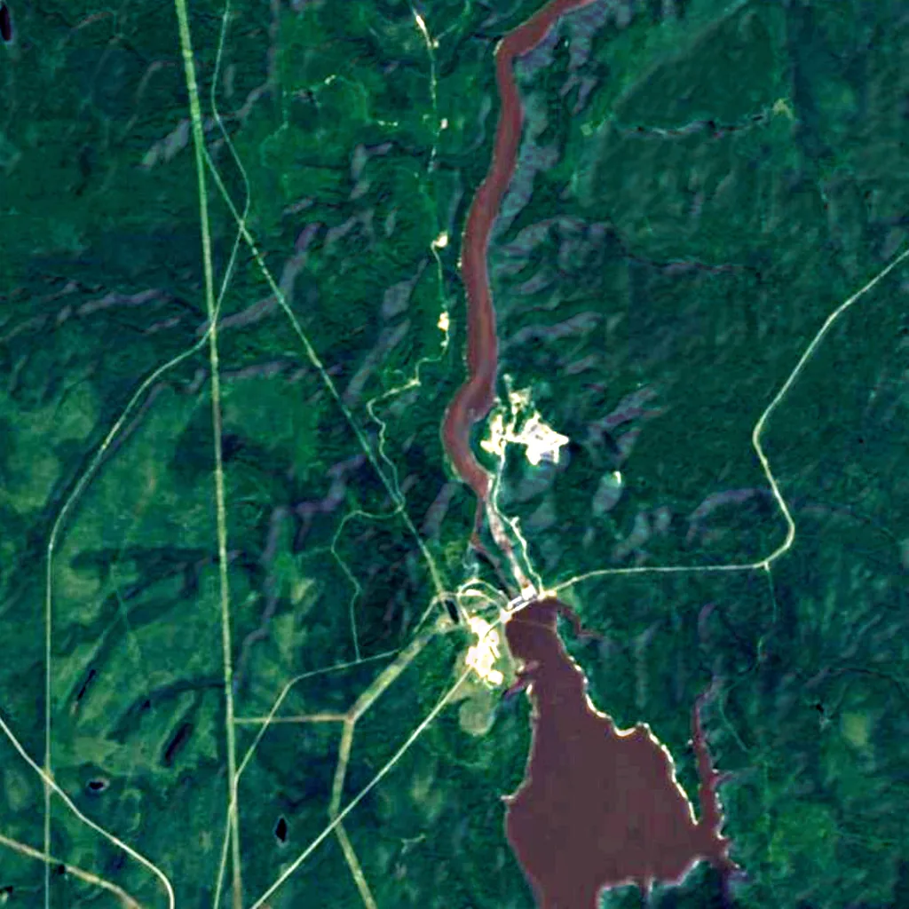 Abitibi Canyon seen from above (Sentinel-2)