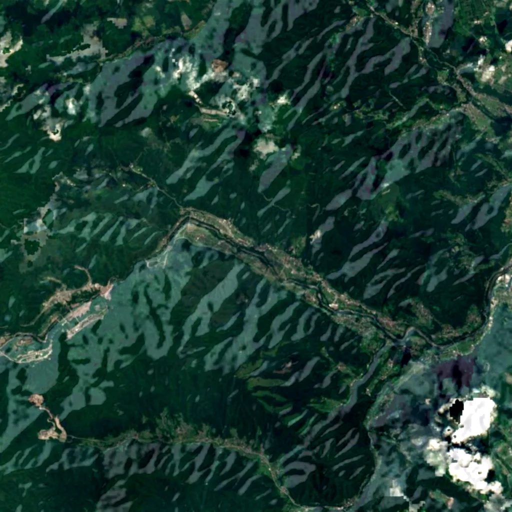 Agatsuma Gorge seen from above (Sentinel-2)