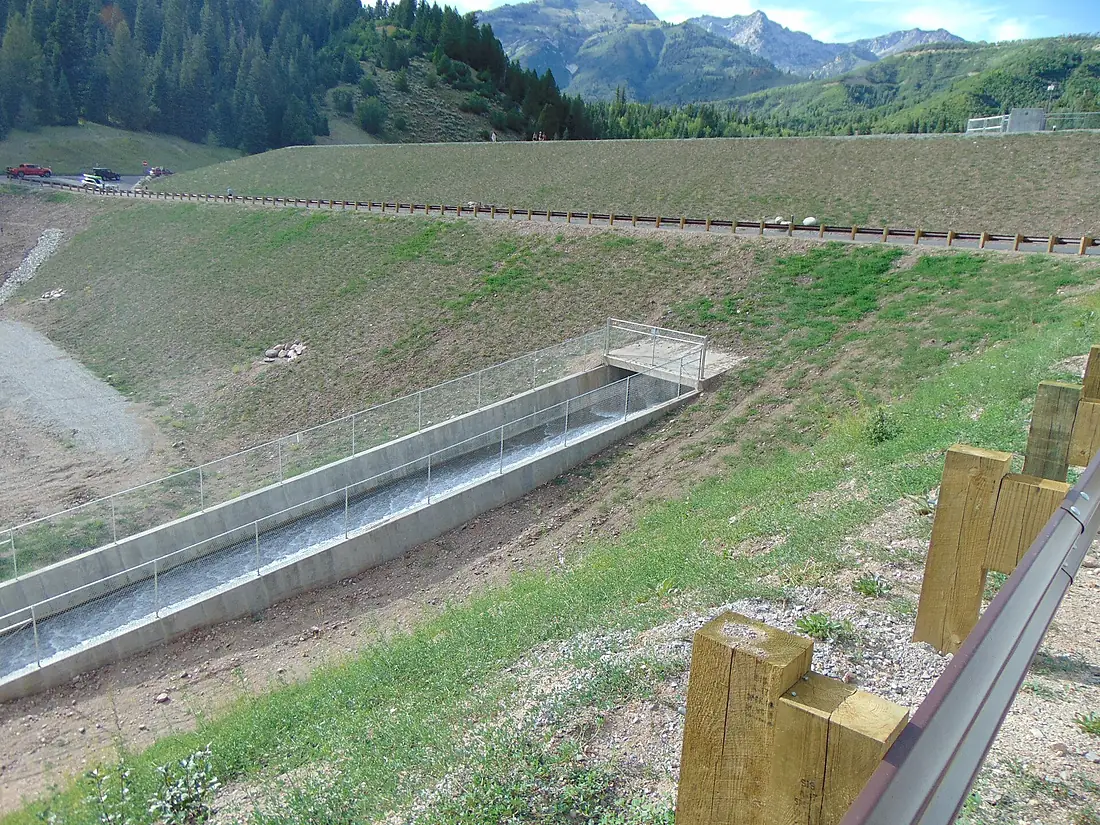 Northeast at TIbble Fork Reservoir Spillway, Aug 17