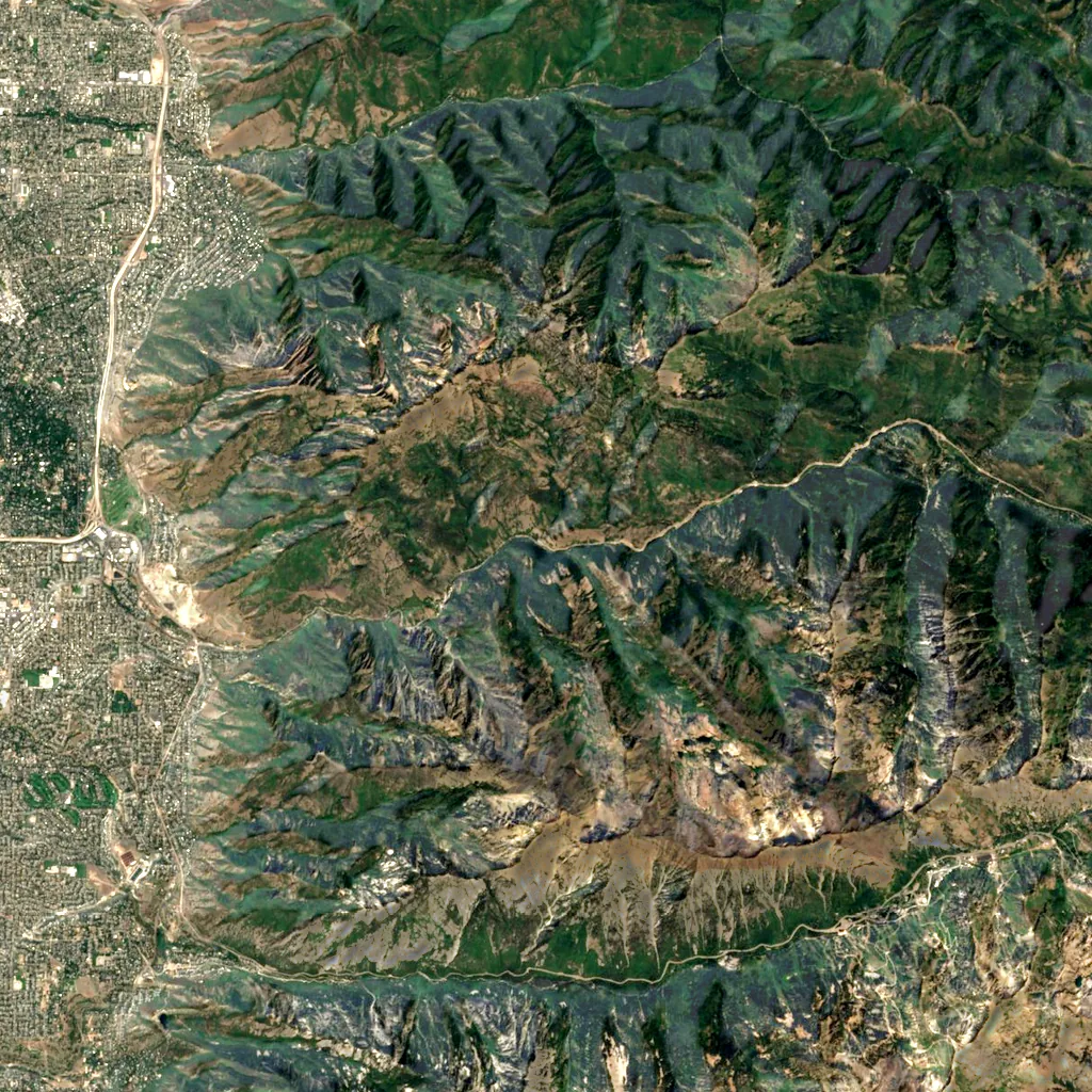 Big Cottonwood Canyon seen from above (Sentinel-2)