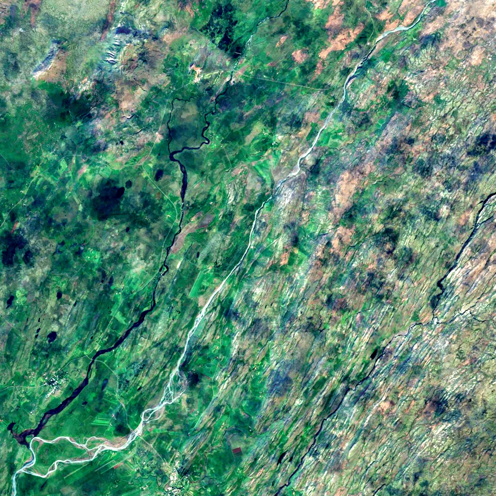 Brúarhlöð seen from above (Sentinel-2)