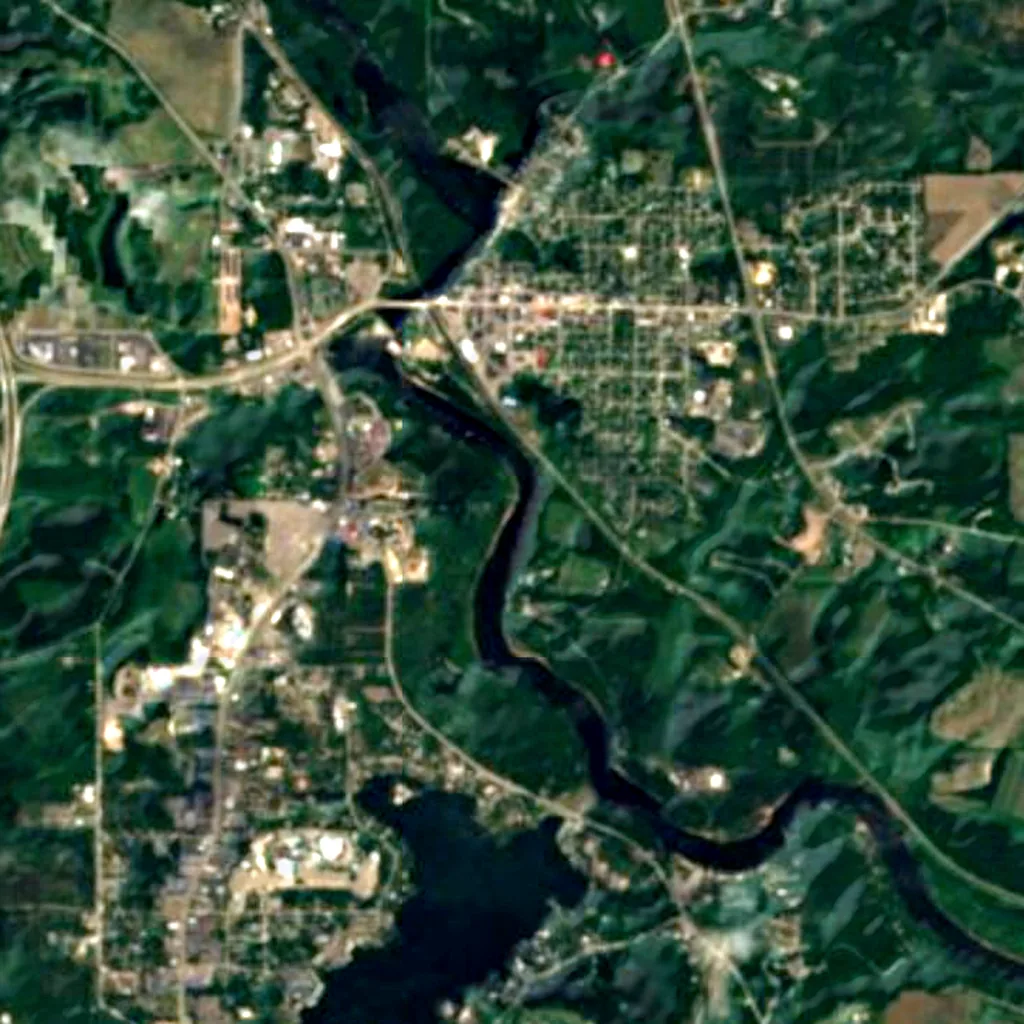 Dells of the Wisconsin River seen from above (Sentinel-2)