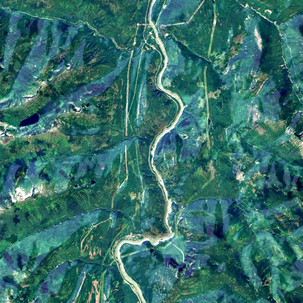 Fraser Canyon seen from above (Sentinel-2)