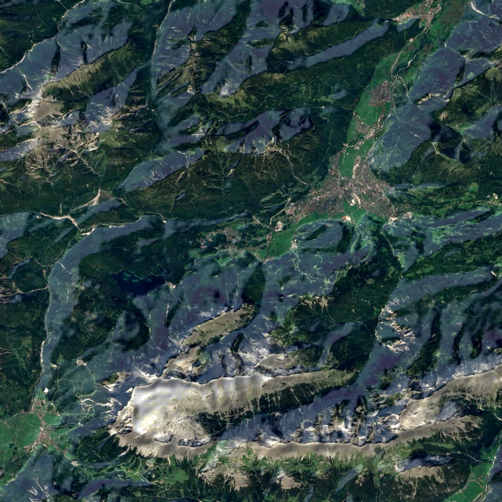 Höllentalklamm seen from above (Sentinel-2)