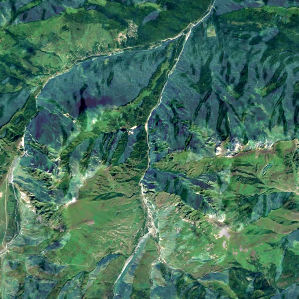 Karmadon Gorge seen from above (Sentinel-2)