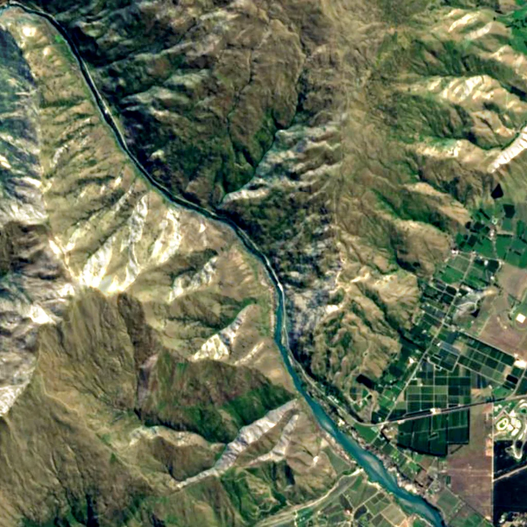 Kawarau Gorge seen from above (Sentinel-2)