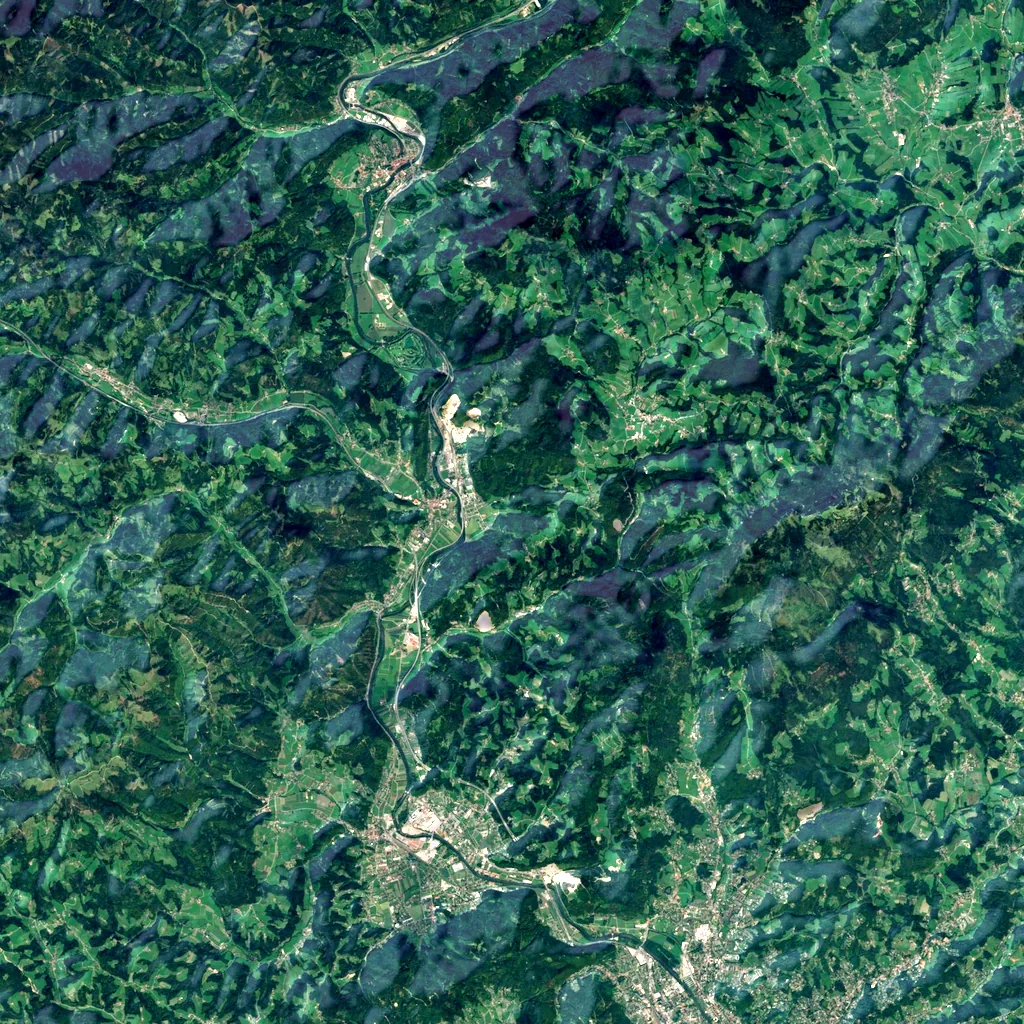 Kesselfallklamm seen from above (Sentinel-2)