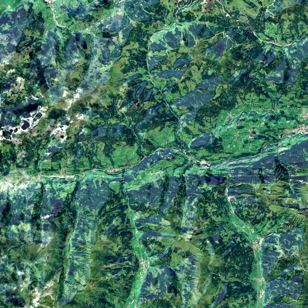 Kitzlochklamm seen from above (Sentinel-2)