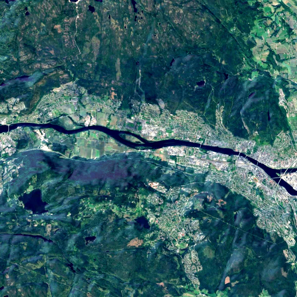 Kjøsterud canyon seen from above (Sentinel-2)
