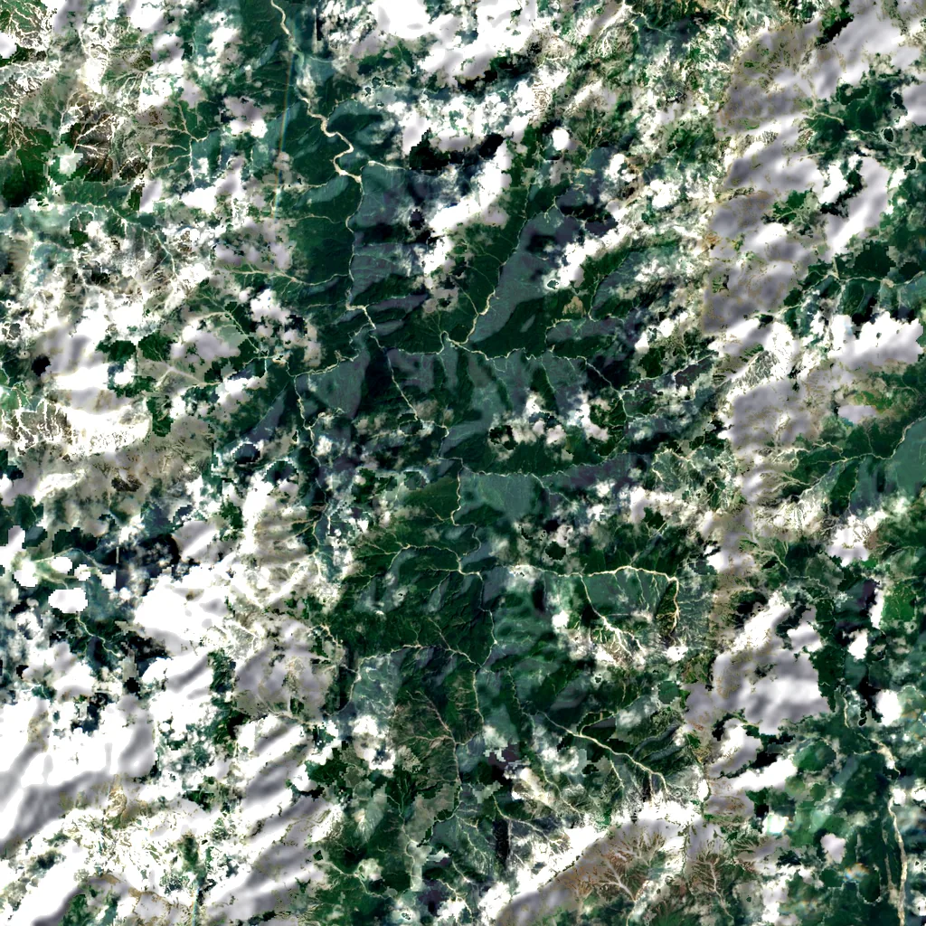 Kurobe Gorge seen from above (Sentinel-2)