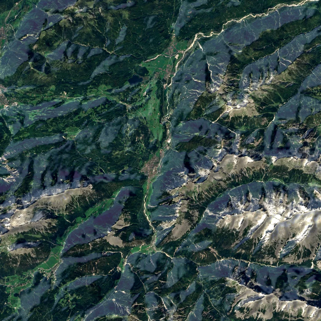 Leutasch Gorge seen from above (Sentinel-2)