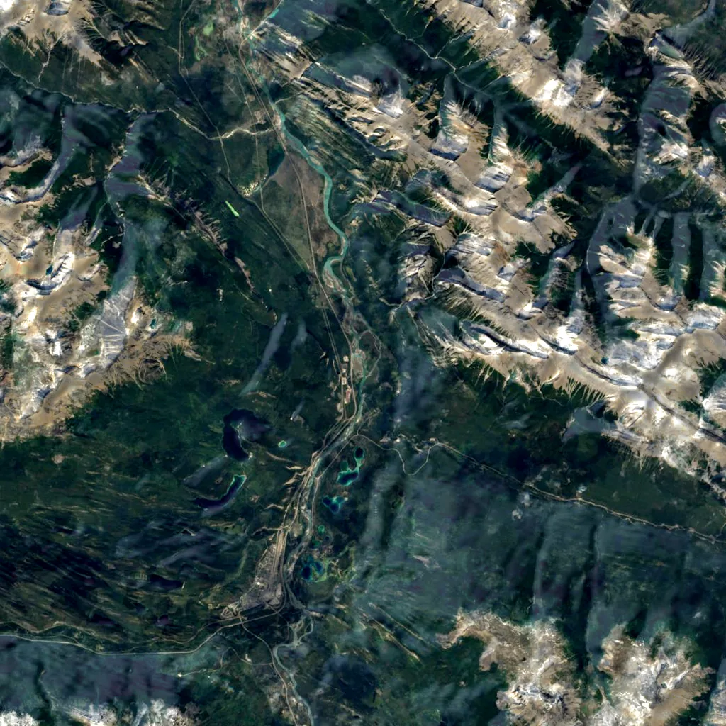 Maligne Canyon seen from above (Sentinel-2)