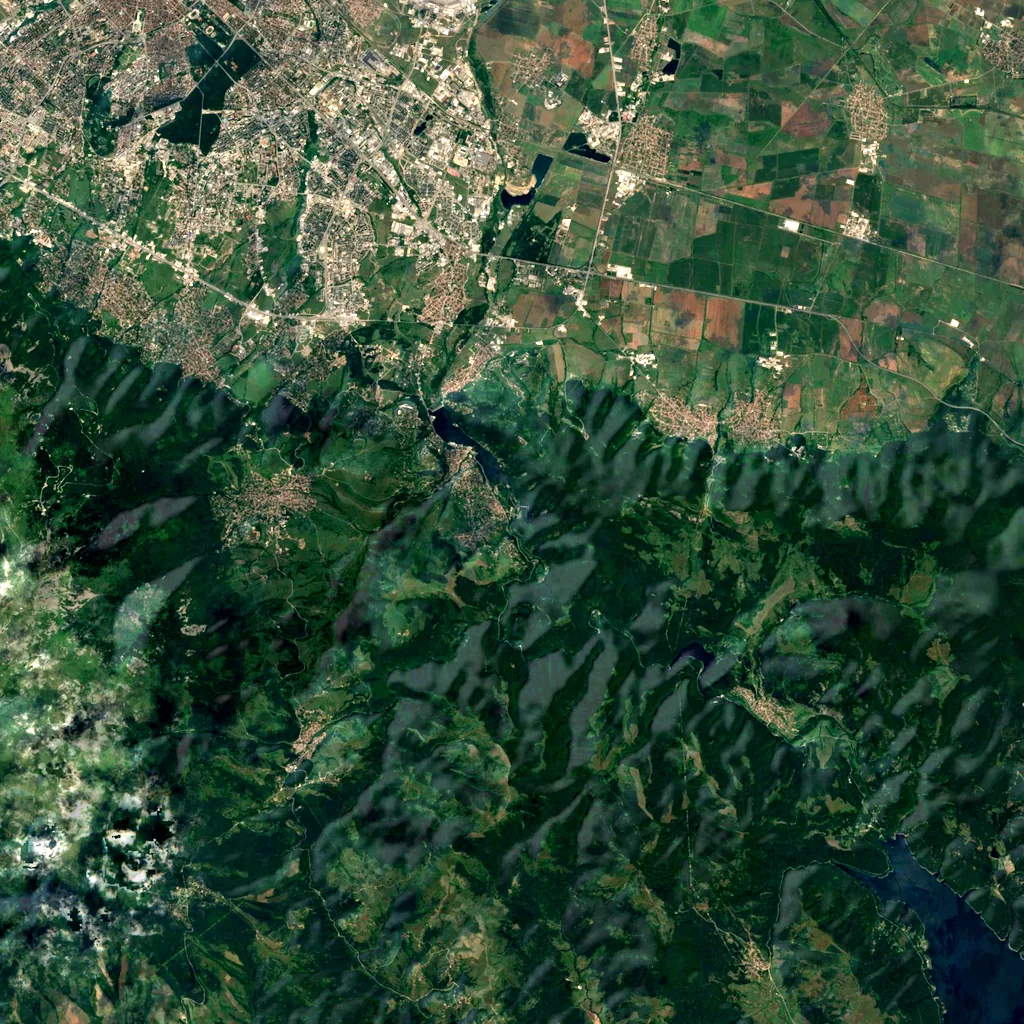 Pancharevo Gorge seen from above (Sentinel-2)