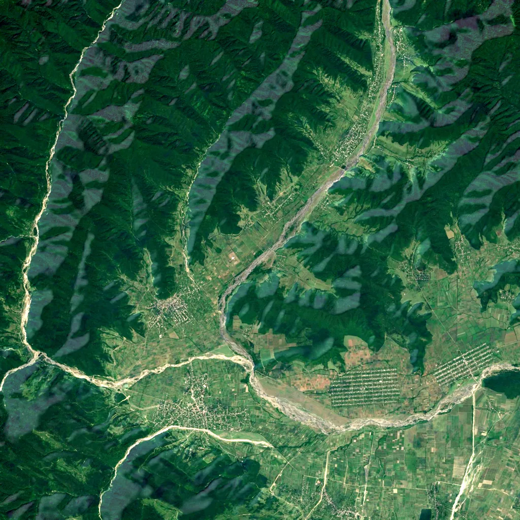 Pankisi Gorge seen from above (Sentinel-2)