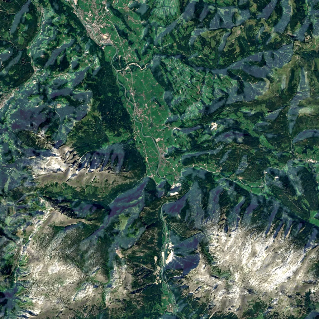 Salzachöfen seen from above (Sentinel-2)