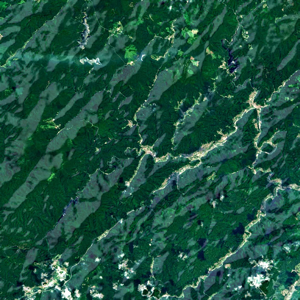 Sandan-kyō seen from above (Sentinel-2)