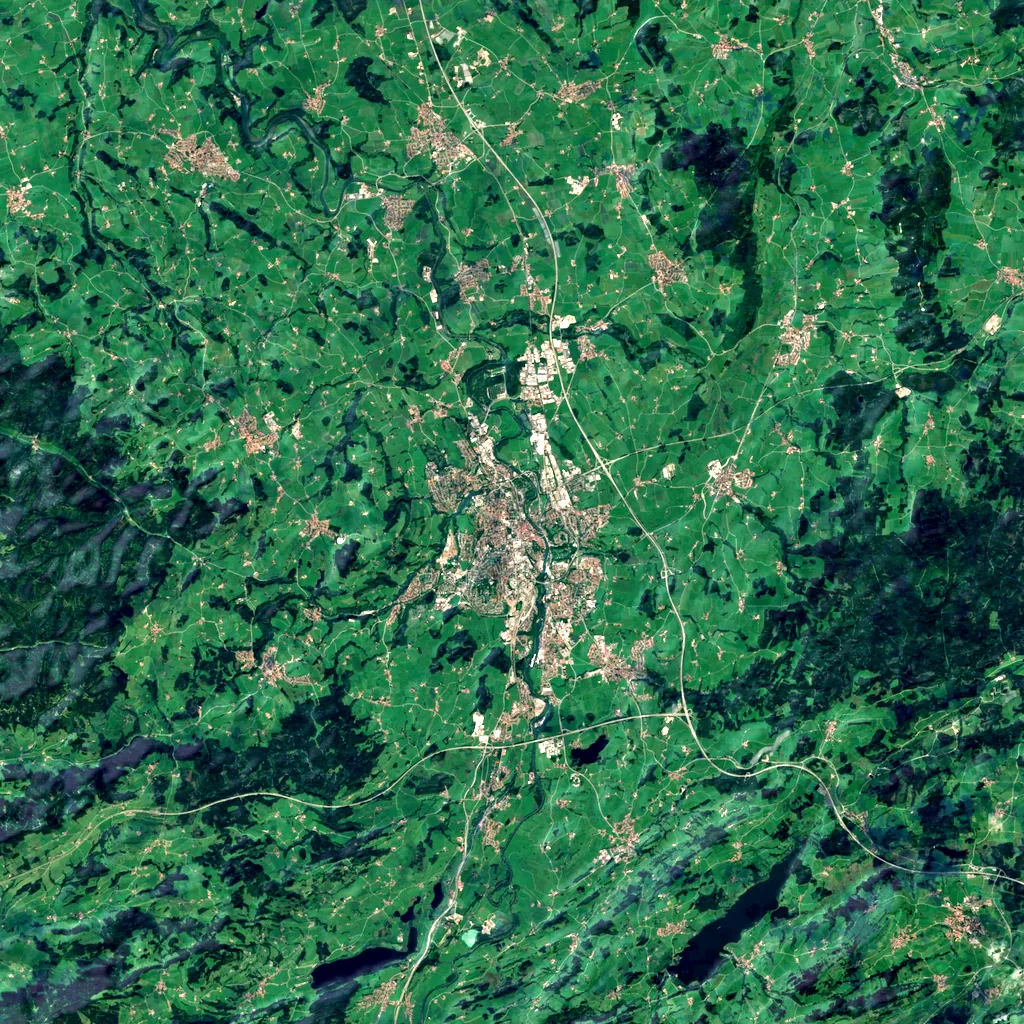Schlucht am Mariaberg bei Thingers seen from above (Sentinel-2)