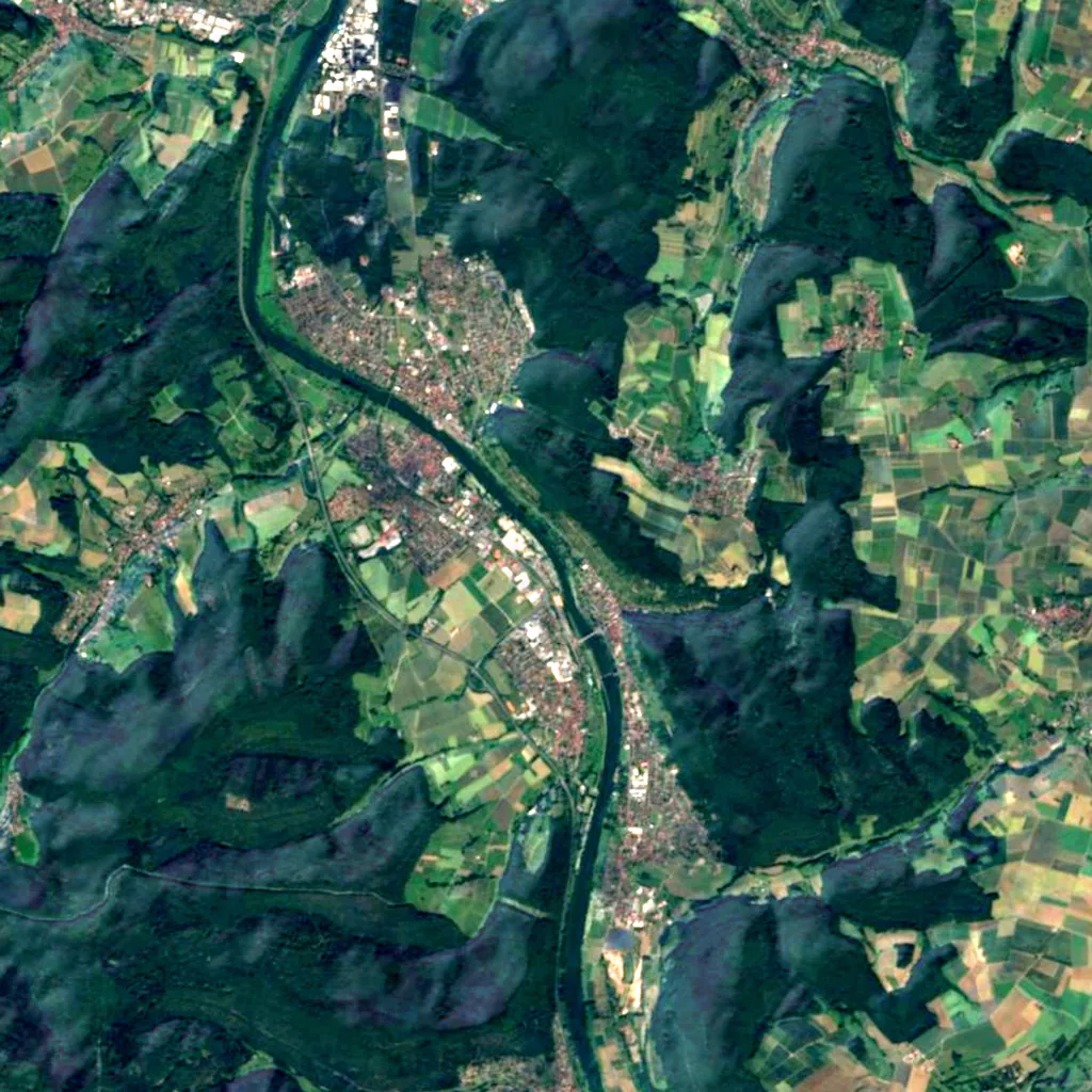 Seltenbachschlucht bei Klingenberg seen from above (Sentinel-2)