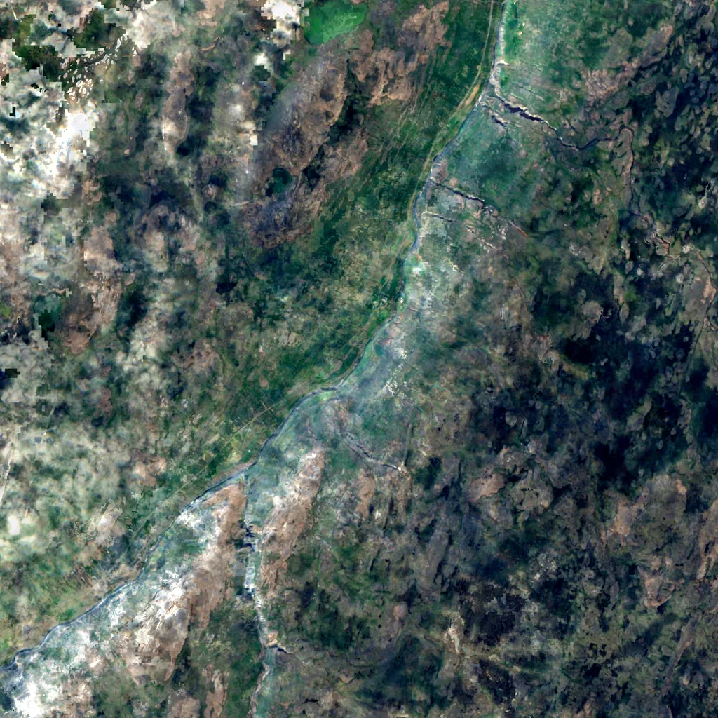 Stuðlagil seen from above (Sentinel-2)