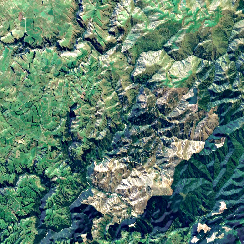 Taieri Gorge seen from above (Sentinel-2)