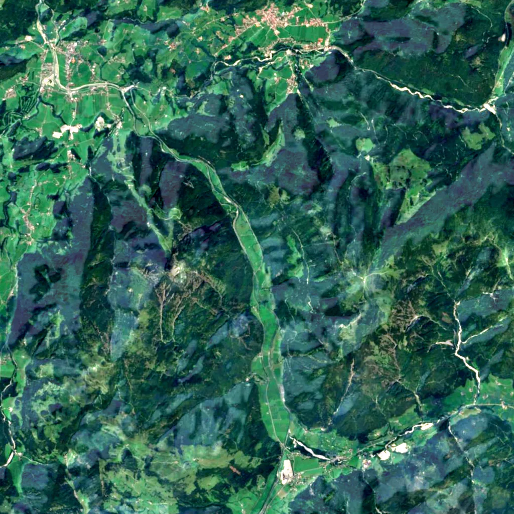 Taxaklamm seen from above (Sentinel-2)