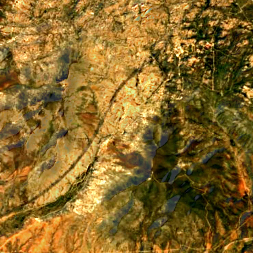 Texas Canyon seen from above (Sentinel-2)