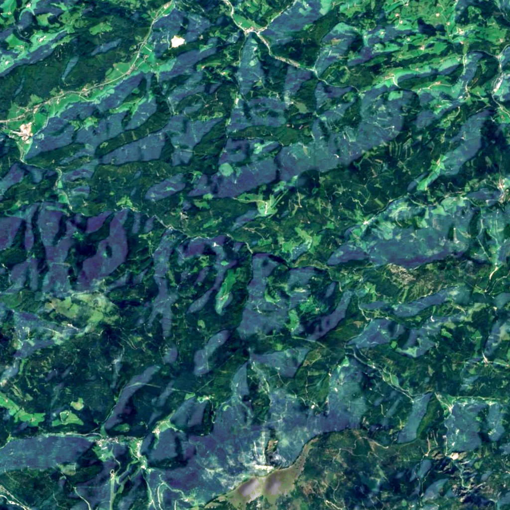 Trefflingfall seen from above (Sentinel-2)
