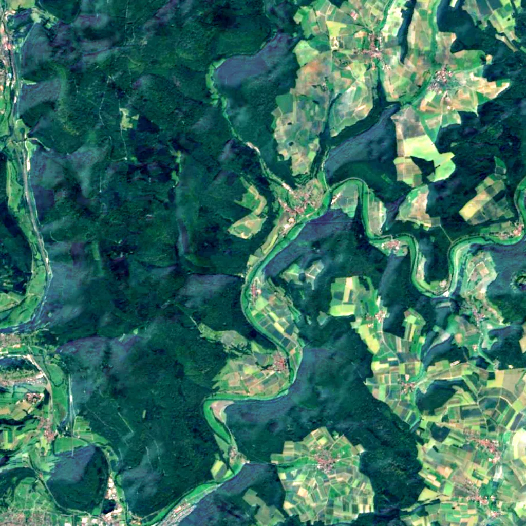 Tretstein waterfall seen from above (Sentinel-2)