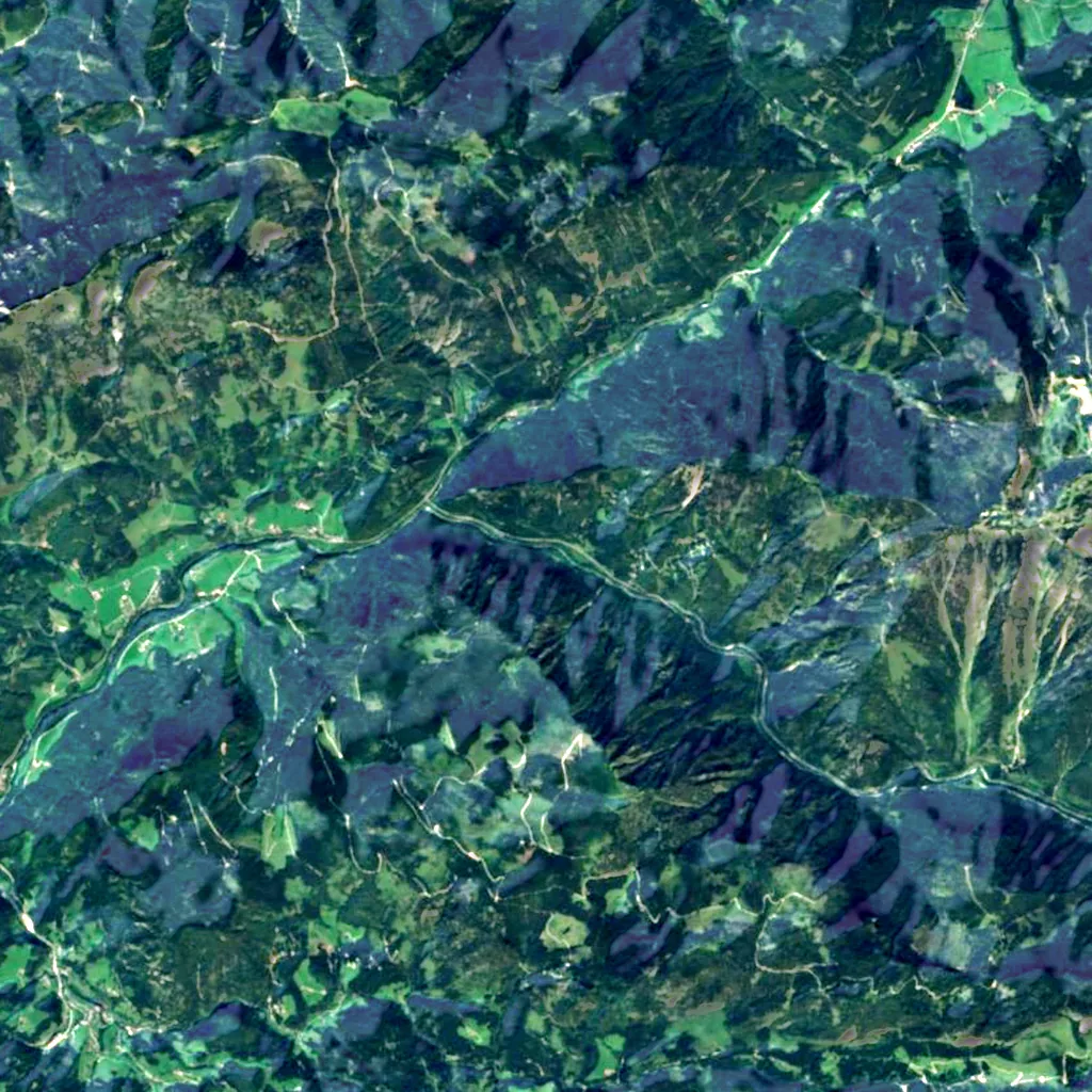 Wasserlochklamm, Palfau seen from above (Sentinel-2)