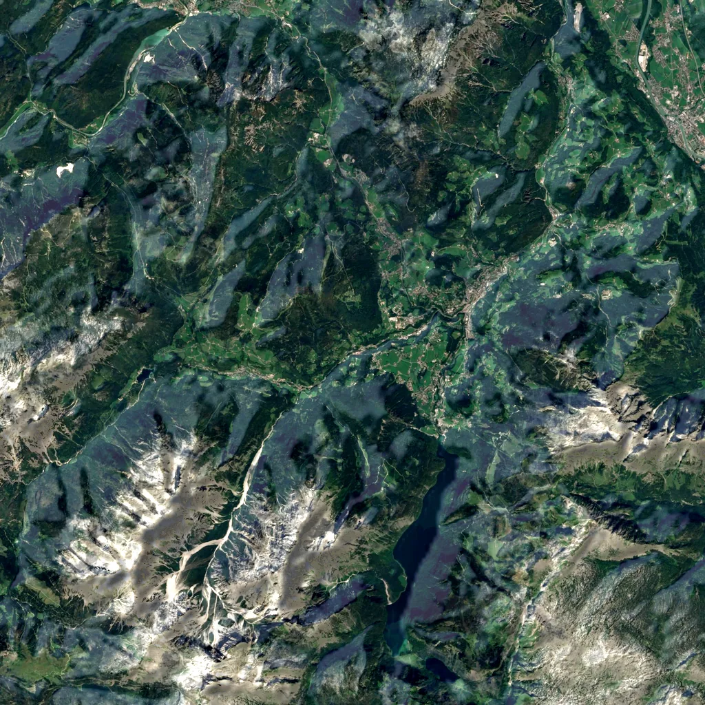 Wimbachklamm seen from above (Sentinel-2)