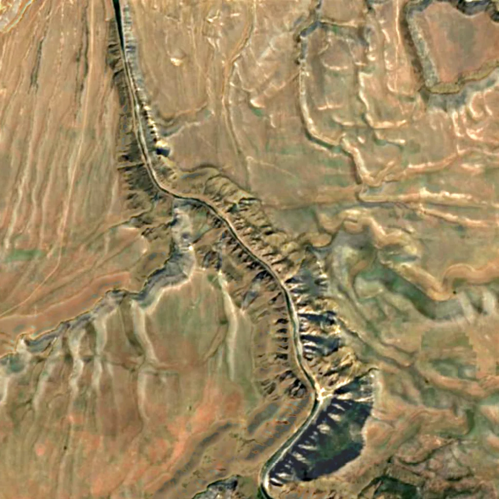 Wind River Canyon seen from above (Sentinel-2)
