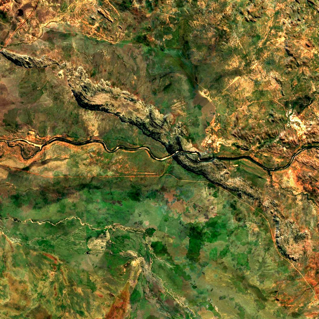 Windjana Gorge seen from above (Sentinel-2)